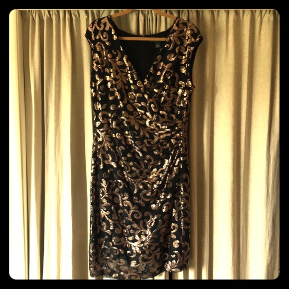 black and copper dress